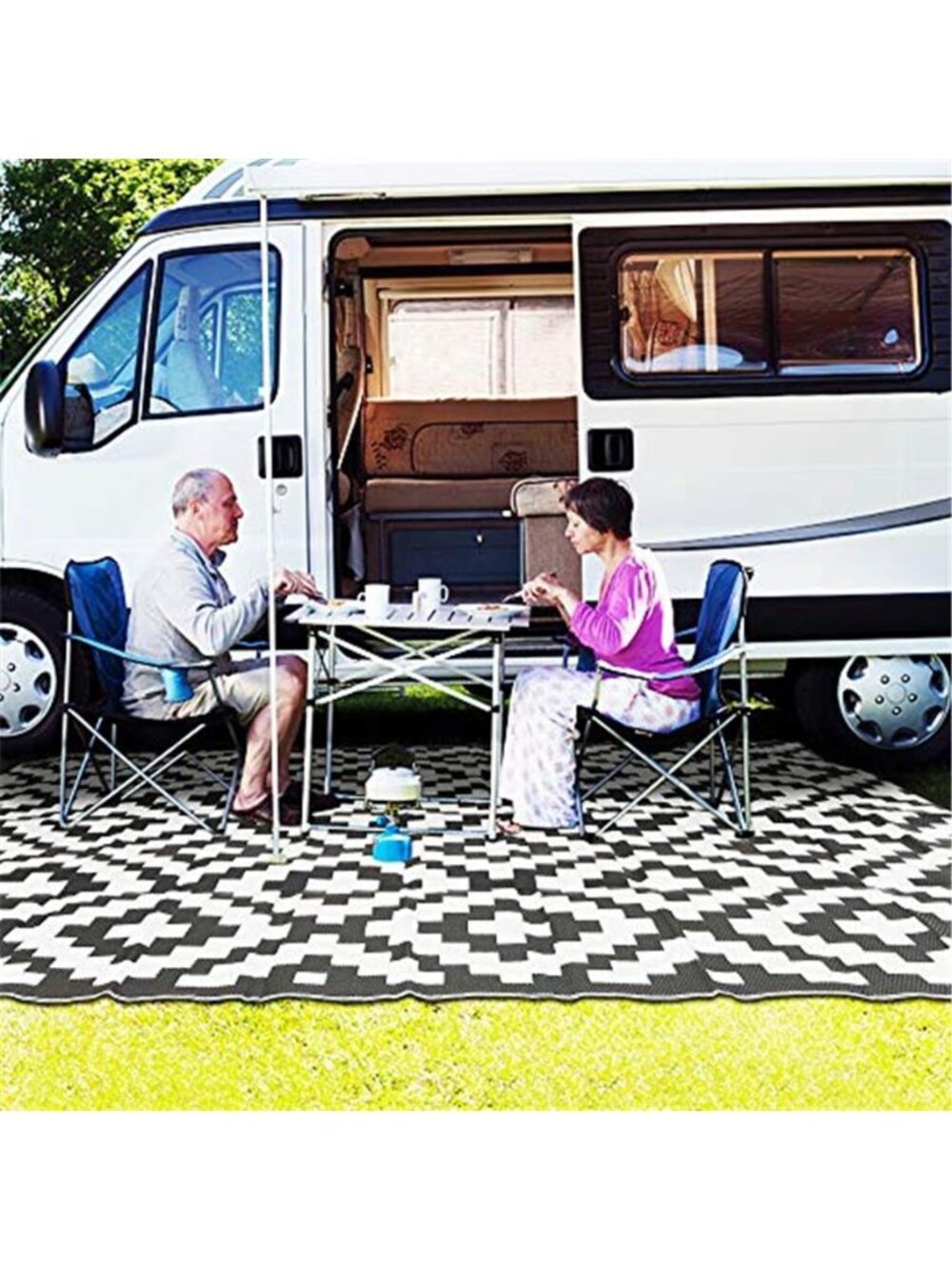 Waterproof Outdoor Rug 5x8 ft, Plastic Reversible Rug, Modern Area Rug, Large - Picture 6 of 7